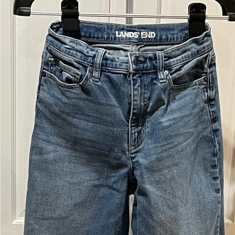 Lands' End High-Rise Wide Leg Women's Jeans in Light Blue Denim - Picture 2 of 5